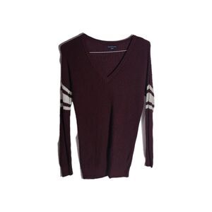 American Eagle Long Sleeve Maroon and White Sweater - Size XS